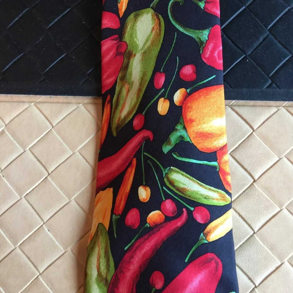 Lands' End Chili Peppers Tie 100% Silk